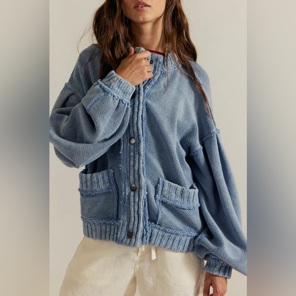 We The Free Jackets & Blazers - Free People We The Free Cute In This Cardi Dusty Blue
